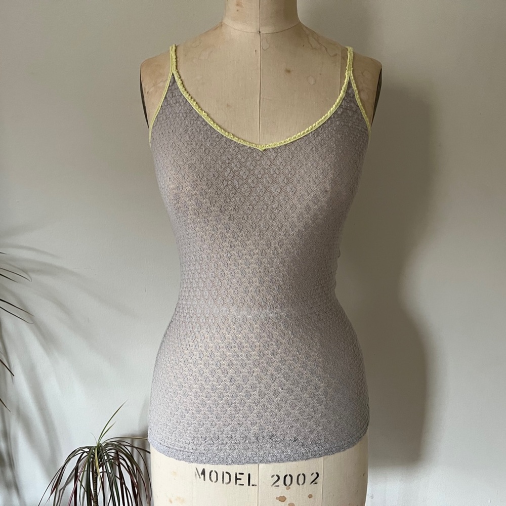 Womens S Intimately Free People lace stretch camisole thong set grey yellow